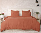 Parure De Couette 3 Pcs 100% Gaze De Coton Lavé Safran Minéral