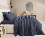 Parure De Couette 3 Pcs 100% Gaze De Coton Lavé Bleu Pétrole