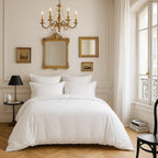 Housse De Couette 100% Satin De Coton Lavé 105 Fils Blanc - Blanc Optique