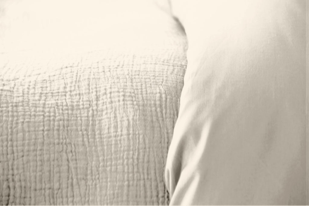 Parure Housse De Couette 3Pcs Gaze De Coton Et Coton 57 Fils - Galet - Gris Foncé