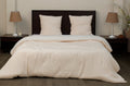 Parure Gaze De Microfibre Bicolore Ecru Naturel + Blanc