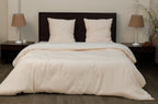 Parure Gaze De Microfibre Bicolore Ecru Naturel + Blanc