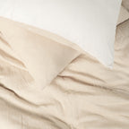 Parure Gaze De Microfibre Bicolore Ecru Naturel + Blanc