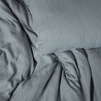 Parure Gaze De Microfibre Bicolore Bleu Petrole + Blanc
