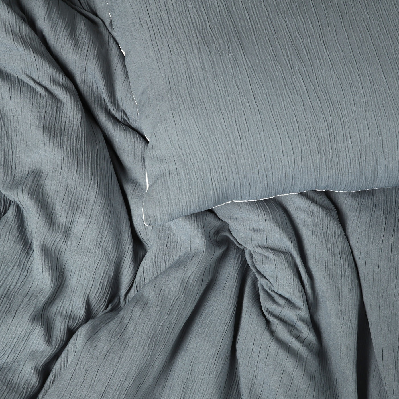 Parure Gaze De Microfibre Bicolore Bleu Petrole + Blanc