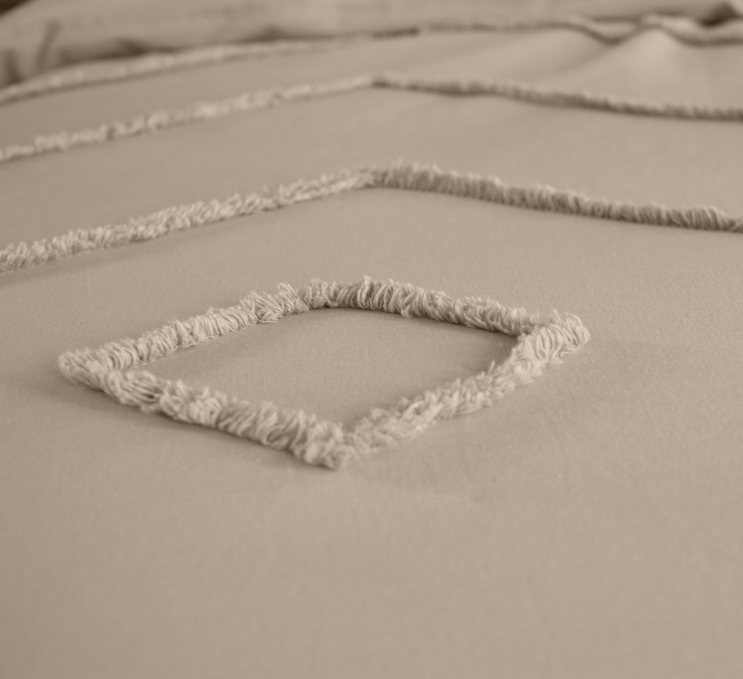 Parure Housse De Couette Tuféa - 100% Coton Tufté 52Fils - Ficelle