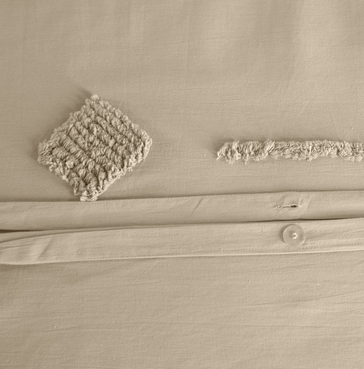 Parure Housse De Couette Tuféa - 100% Coton Tufté 52Fils - Ficelle