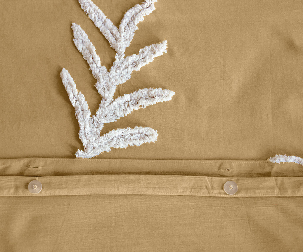 Parure Housse De Couette Tuféa - 100% Coton Tufté 52Fils - Ocre