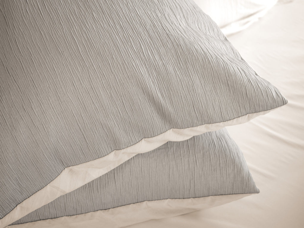Parure Housse De Couette 100% Microfibre Lavée Et Gaufré , Astral - Sable