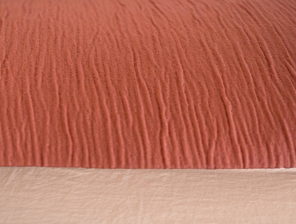 Parure Housse De Couette 100% Microfibre Lavée Et Gaufré , Aurore - Terre De Sienne