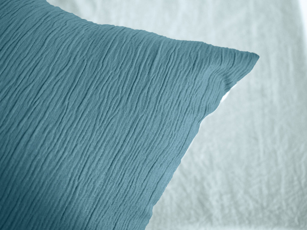 Parure Housse De Couette 100% Microfibre Lavée Et Gaufré , Celeste - Lagune