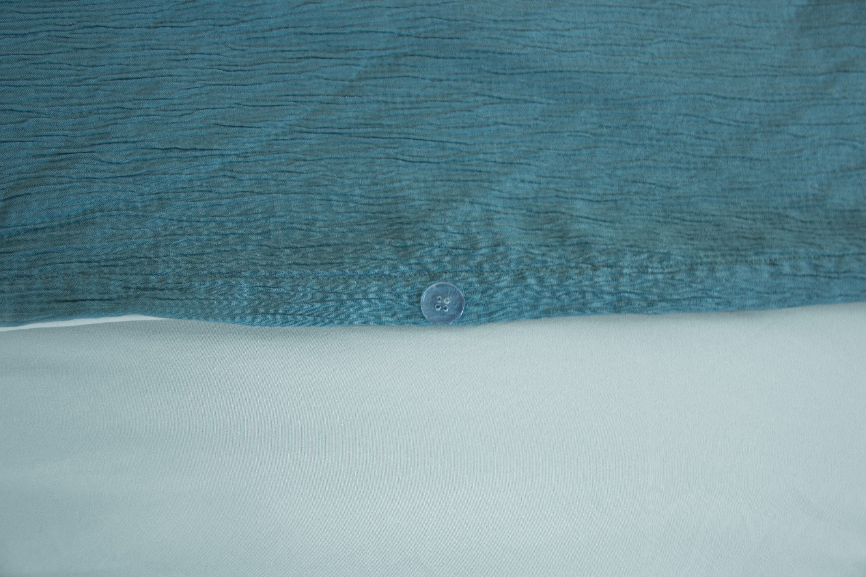 Parure Housse De Couette 100% Microfibre Lavée Et Gaufré , Celeste - Lagune