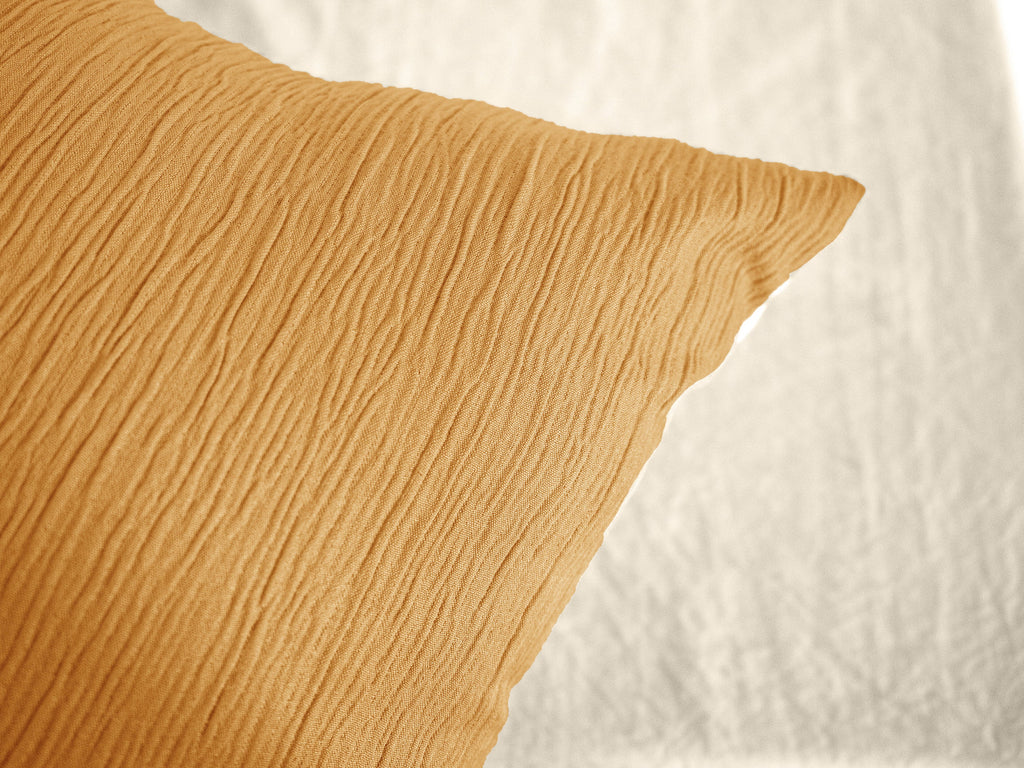 Parure Housse De Couette 100% Microfibre Lavée Et Gaufré , Soleil - Sable