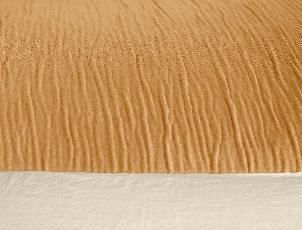 Parure Housse De Couette 100% Microfibre Lavée Et Gaufré , Soleil - Sable