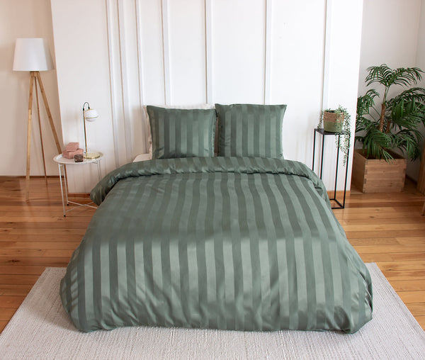 Parure Housse De Couette 100% Satin De Microfibre , Lichen