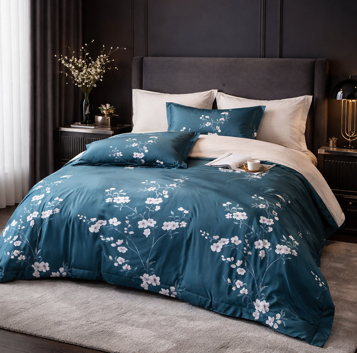 Parure Housse De Couette 3 Pcs En Coton 57 Fils Tsuki - Imprimé