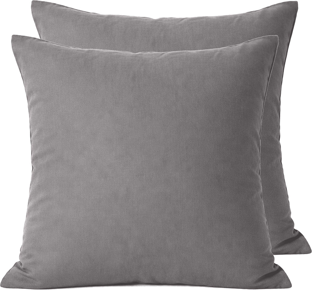 Lot De 2 Taies D'Oreiller 100% Percale De Coton 70 Fils Grise