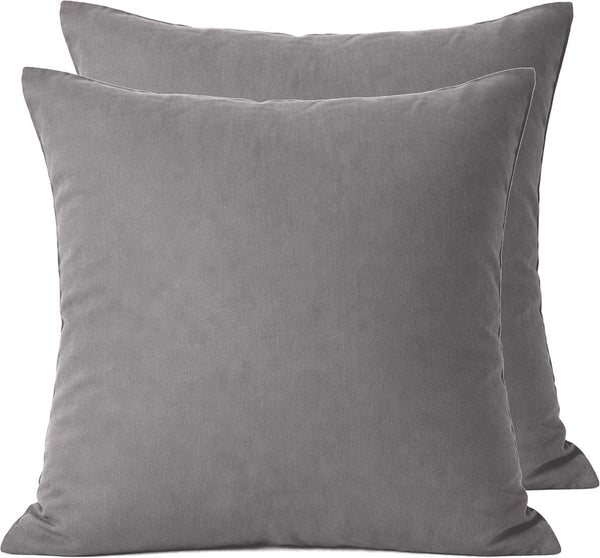 Lot De 2 Taies D'Oreiller 100% Percale De Coton 70 Fils Grise