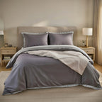 Lot De 2 Taies D'Oreiller 100% Percale De Coton 70 Fils Grise