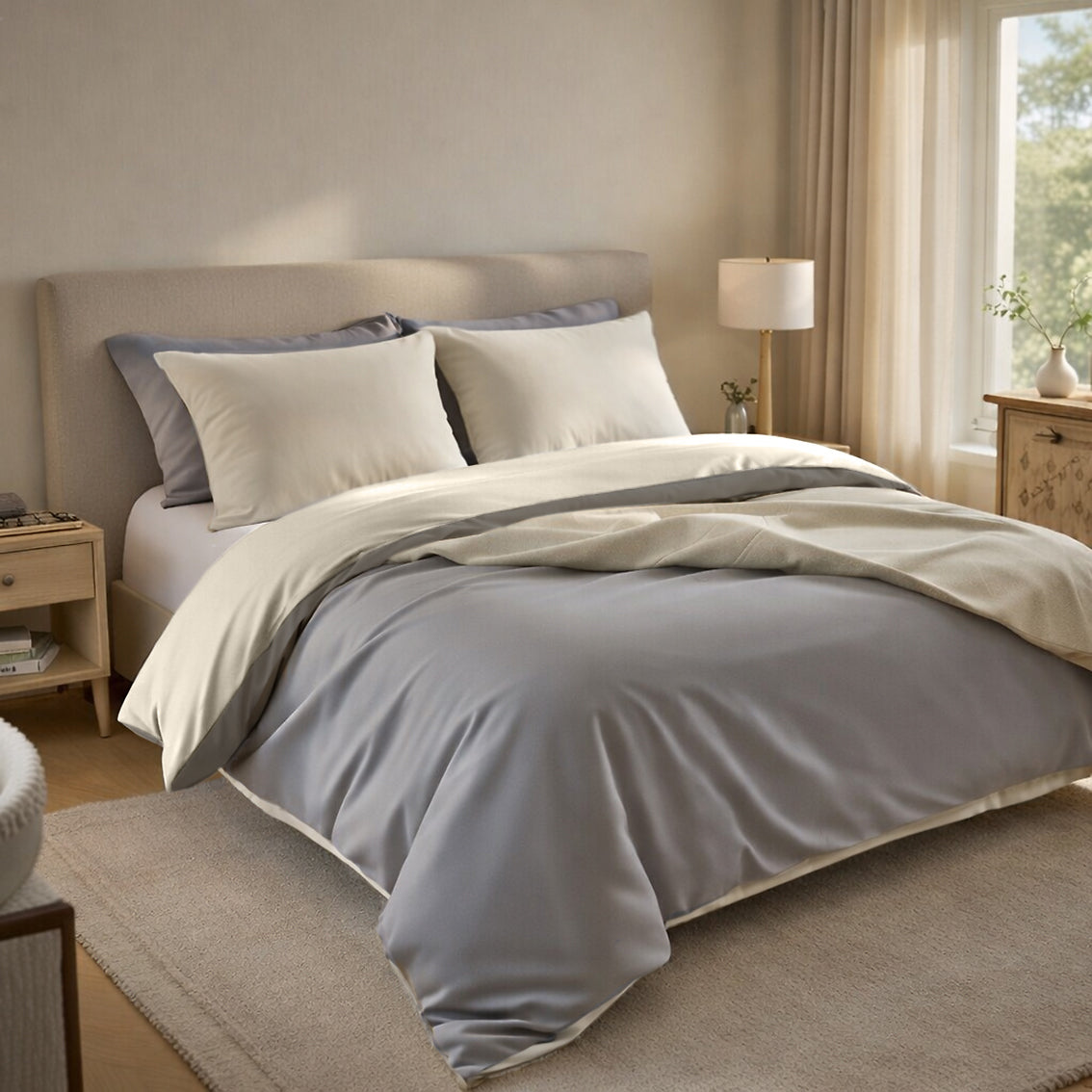 Lot De 2 Taies D'Oreiller 100% Percale De Coton 70 Fils Naturelle - Ecru