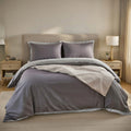 Housse De Couette Réversible En 100% Percale De Coton 70 Fils Grise / Grise Claire