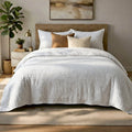 Parure Housse De Couette 3Pcs 100% Seersucker Victoria - Blanche