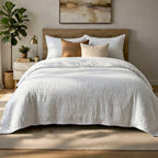 Parure Housse De Couette 3Pcs 100% Seersucker Victoria - Blanche