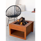 Fire Pit Cube - Brasero D'Extérieur Carré En Acier Corten