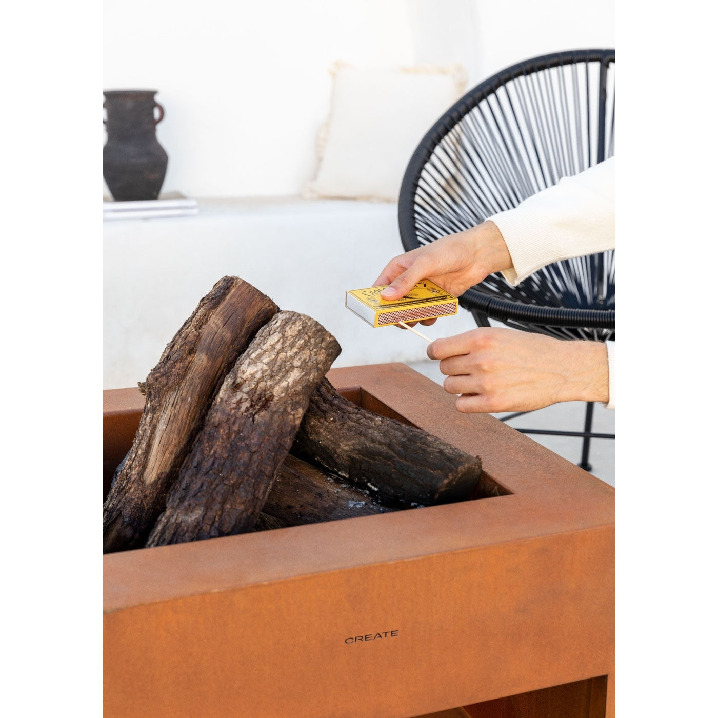 Fire Pit Cube - Brasero D'Extérieur Carré En Acier Corten