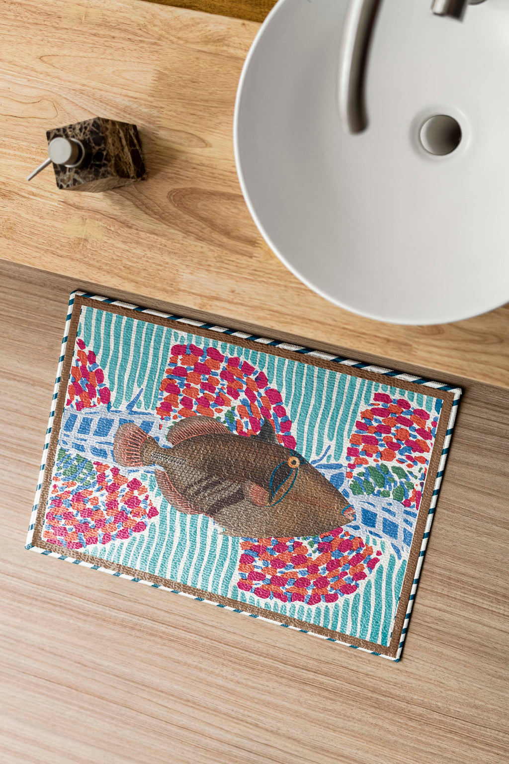 Tapis De Bain Motifs Poissons Multicolore