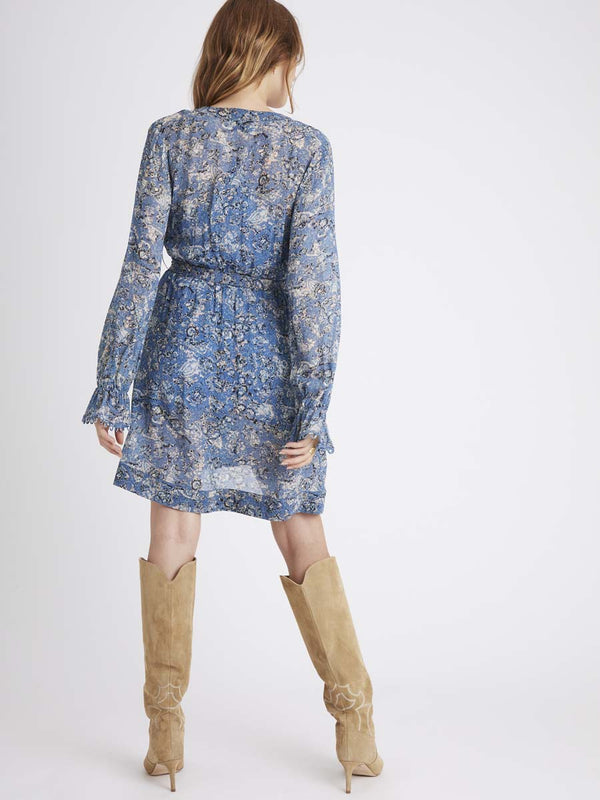 Robe Courte Imprimé Asymetrique - Bleu Peninsula