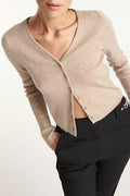 The Kooples - Cardigan Laine Et Cachemire Beige Ajusté - Femme