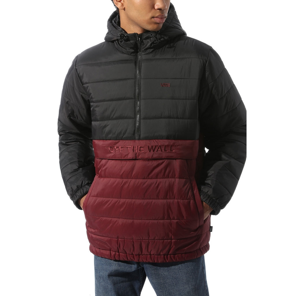 Doudoune À Capuche - Noir Et Bordeaux - Homme