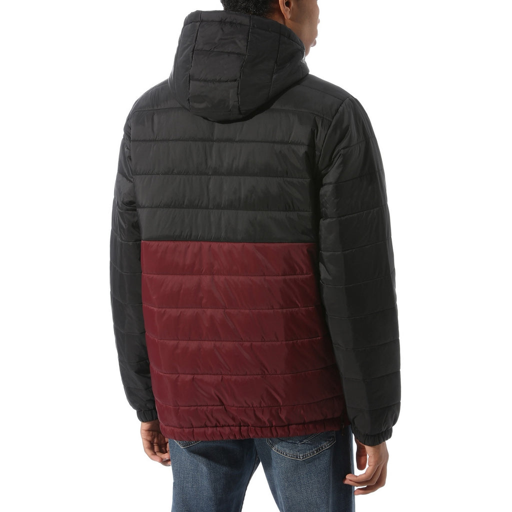 Doudoune À Capuche - Noir Et Bordeaux - Homme