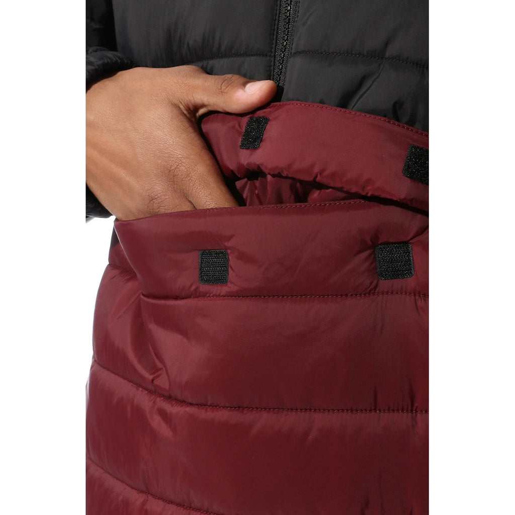 Doudoune À Capuche - Noir Et Bordeaux - Homme