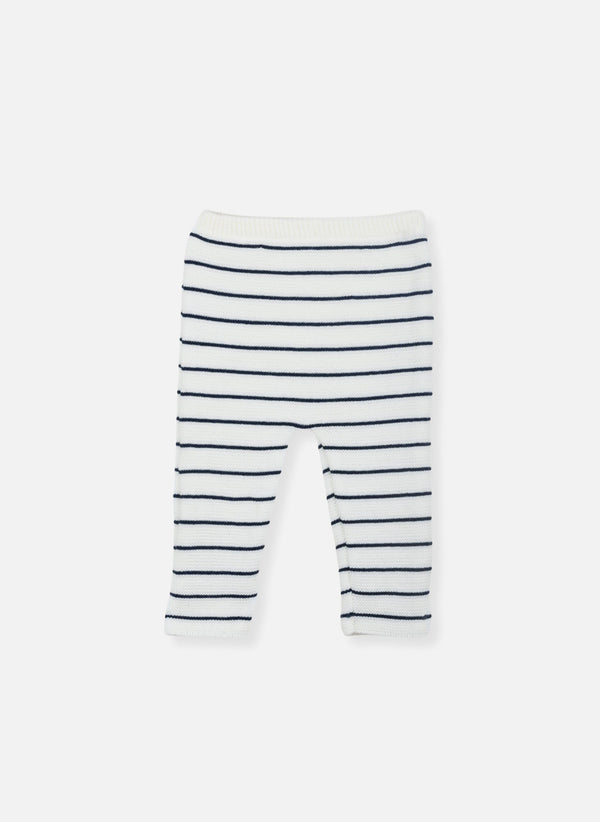 Pantalon - Écru À Rayures Marines