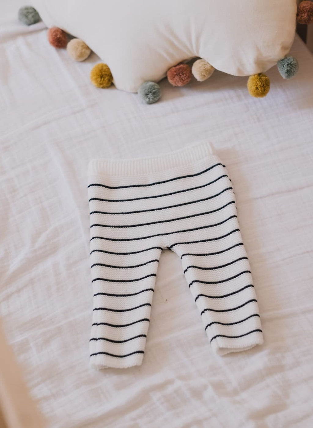 Pantalon - Écru À Rayures Marines