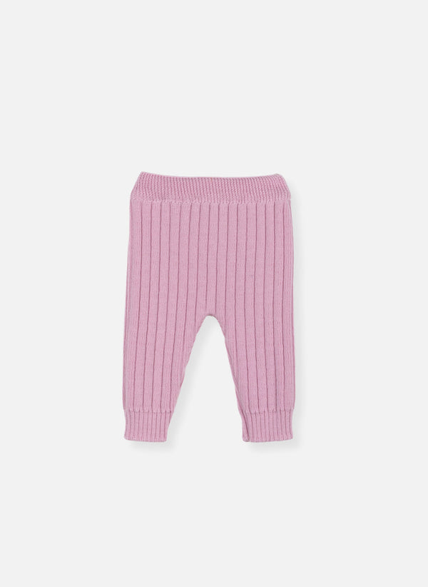 Pantalon En Laine Mélangée Rétro - Rose Perle