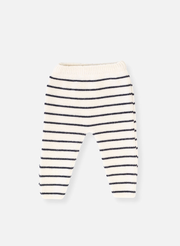 Pantalon En Laine Mélangée Petits Marins - Écru À Rayures Marines