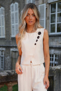 Top Boutonné Amanda - Crème