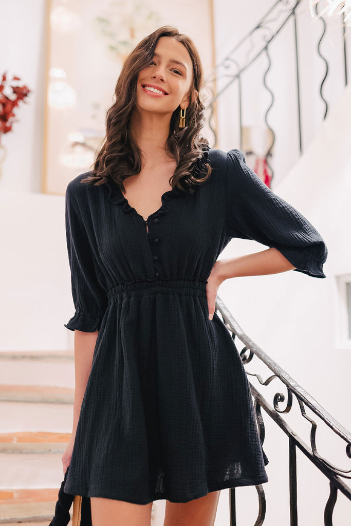 Robe Ellen Noir Coton