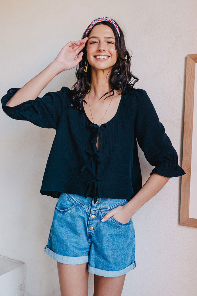 Blouse Georgia Noir Coton