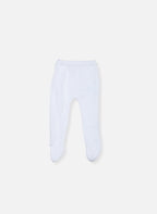 Pantalon À Pieds En Coton Petits Chats - Blanc