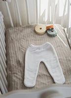 Pantalon À Pieds En Coton Petits Chats - Blanc