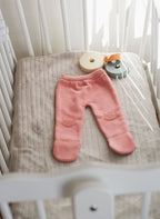 Pantalon À Pieds En Coton Petits Chats - Bouton De Rose