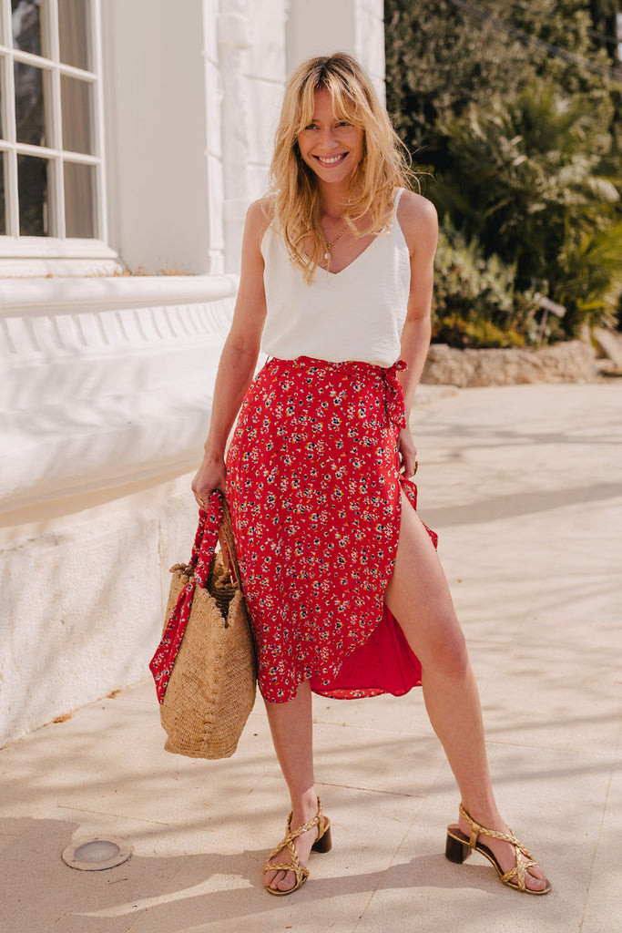 Jupe Gigi Rouge Fleuri