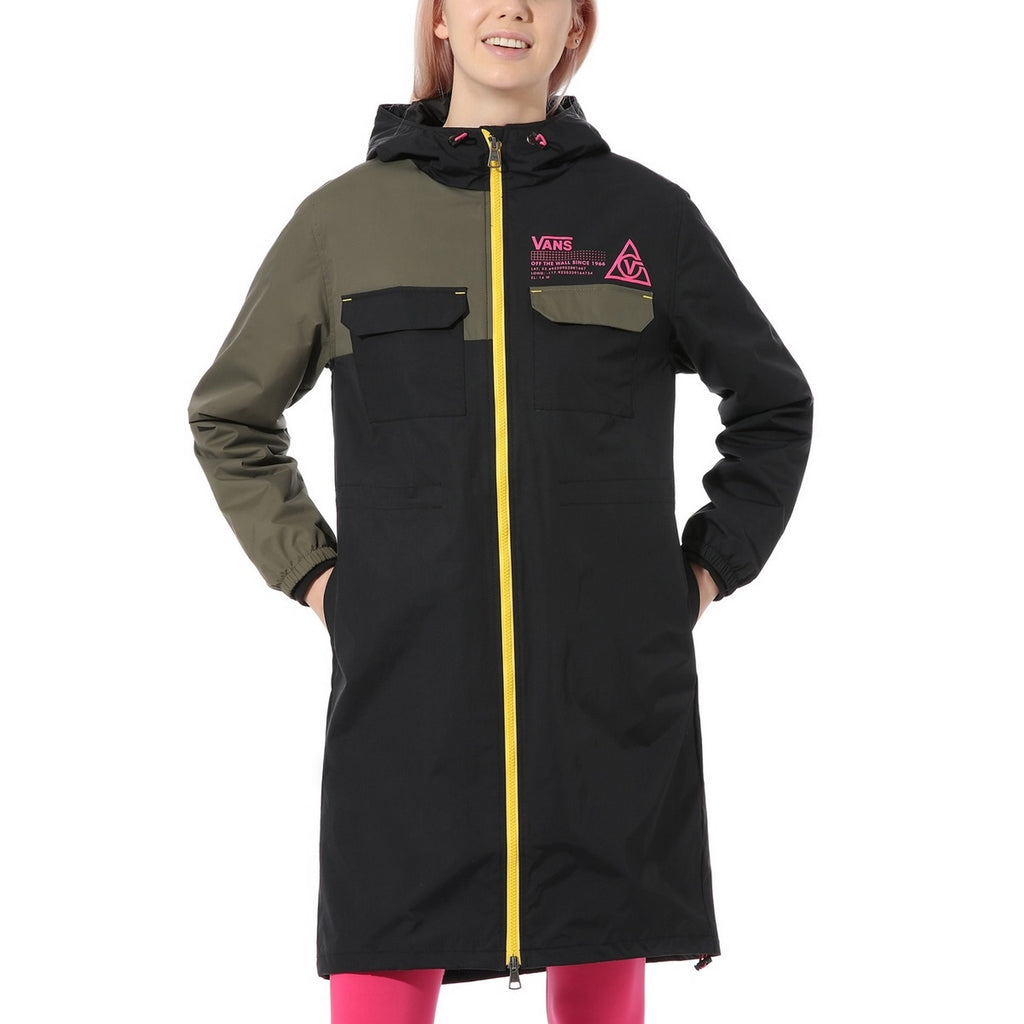 Parka À Capuche 66 Supply Long An - Noir Et Kaki - Femme