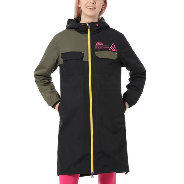 Parka À Capuche 66 Supply Long An - Noir Et Kaki - Femme