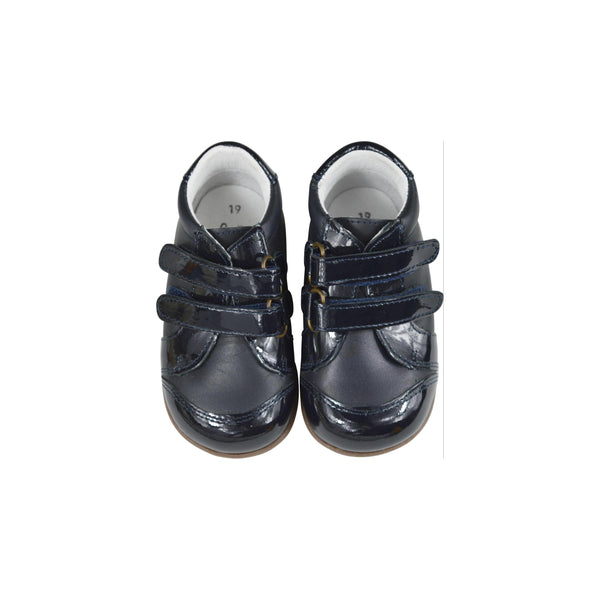 Chaussures Bottillons Azylis Sport Scratchs - Cuir Et Vernis Marine - Fille