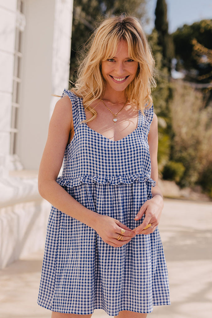 Robe Bianca Vichy Bleu